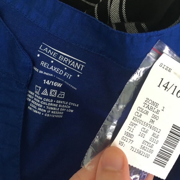 nwt lane bryant womens 14/16w blue short sleeve to - Picture 2 of 3